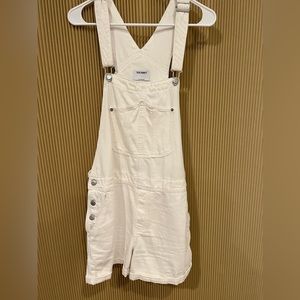 White denim overalls shorts